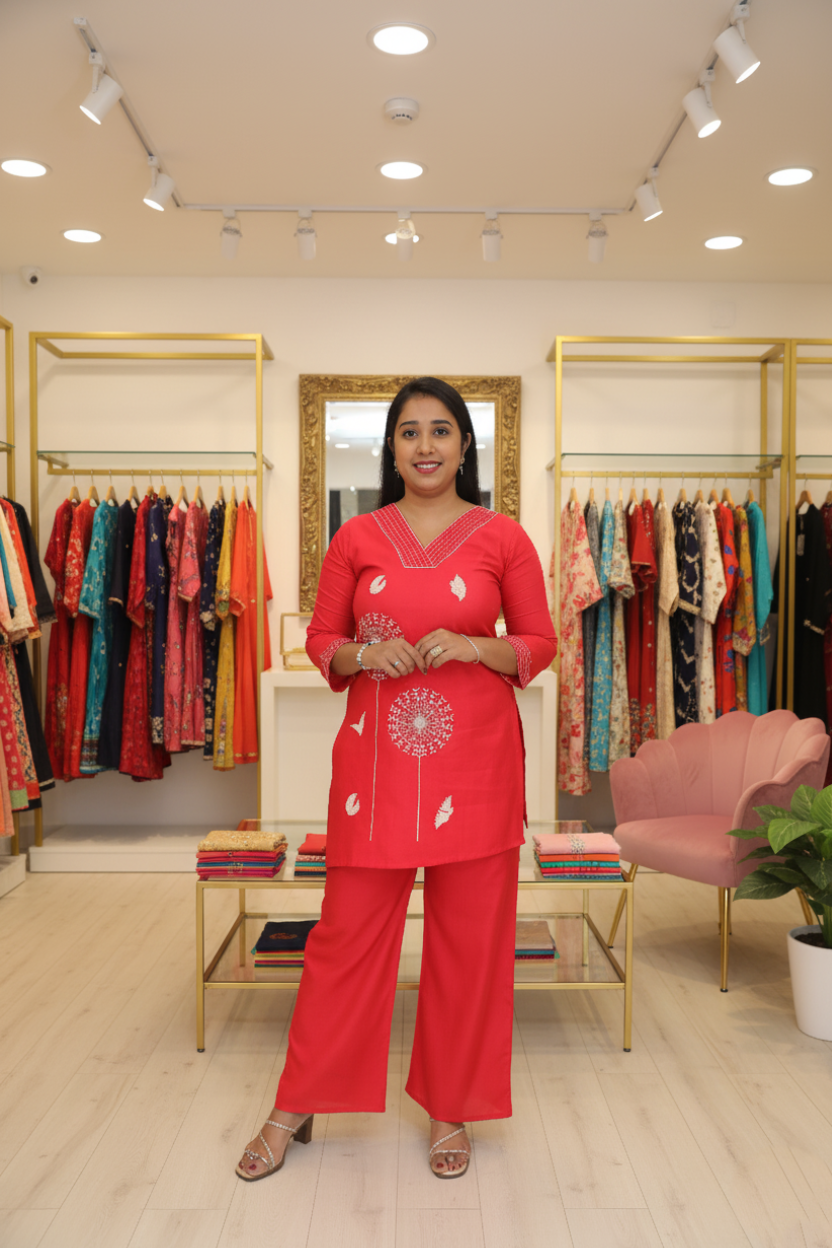 Vatican Thread Work | Maroon Co-ord Set