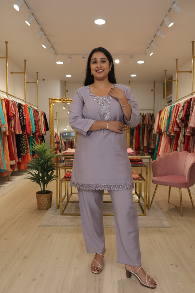 Roman Silk | Purple Co-ord Set