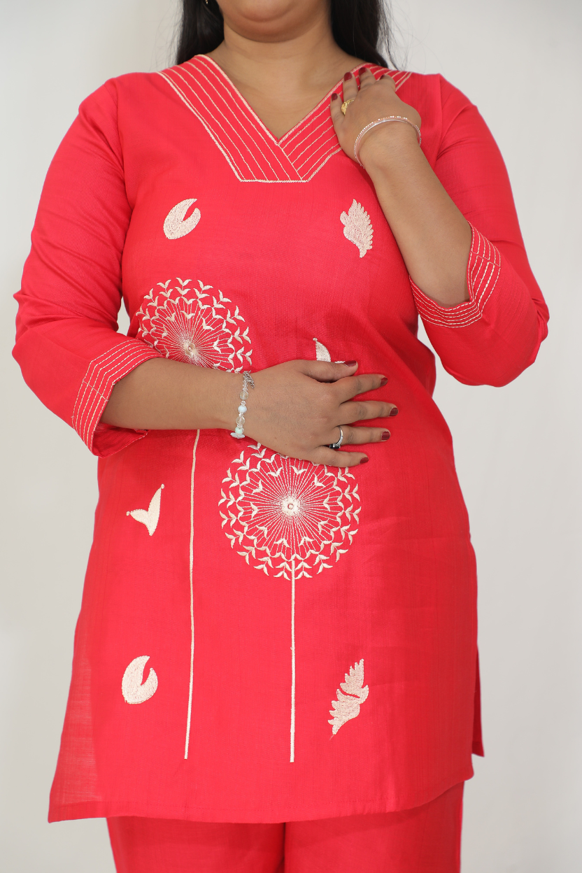 Vatican Thread Work | Maroon Co-ord Set