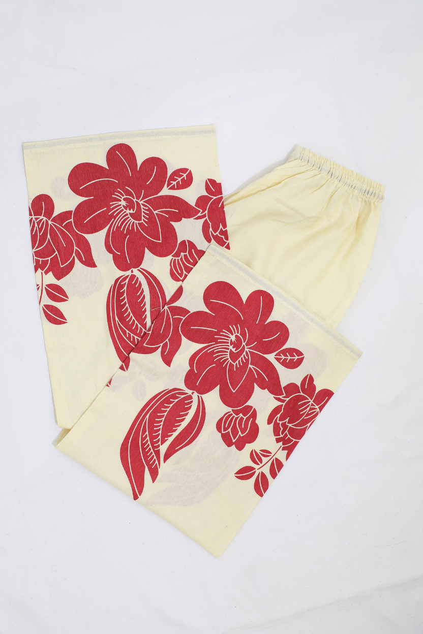 Red Flower | Of-white Co-ord Set