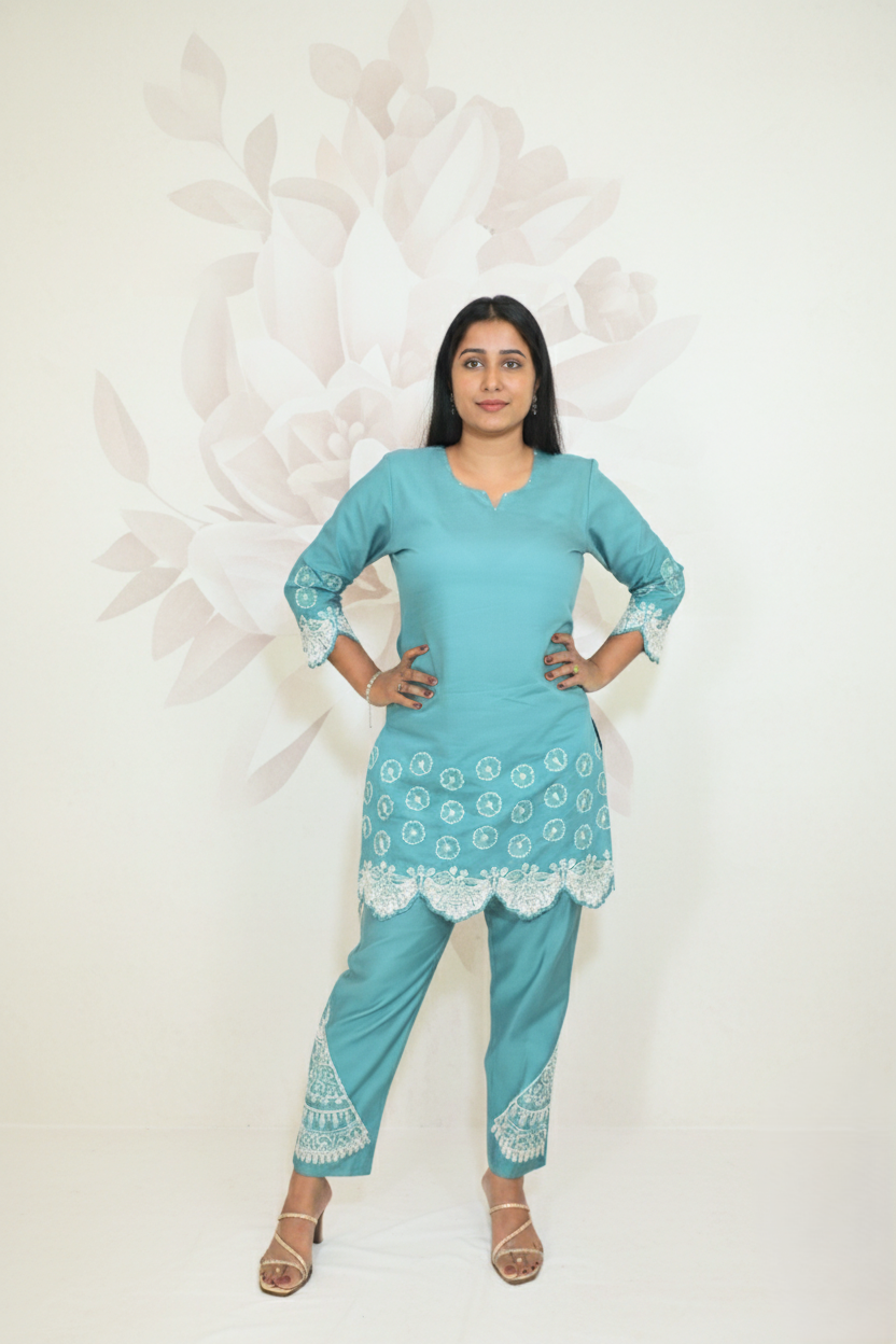 Nikuberry Aqua Blue Co-ord Set-3