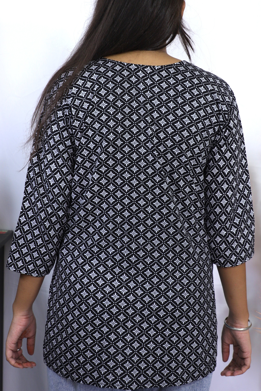 Black Cotton Women Kurti
