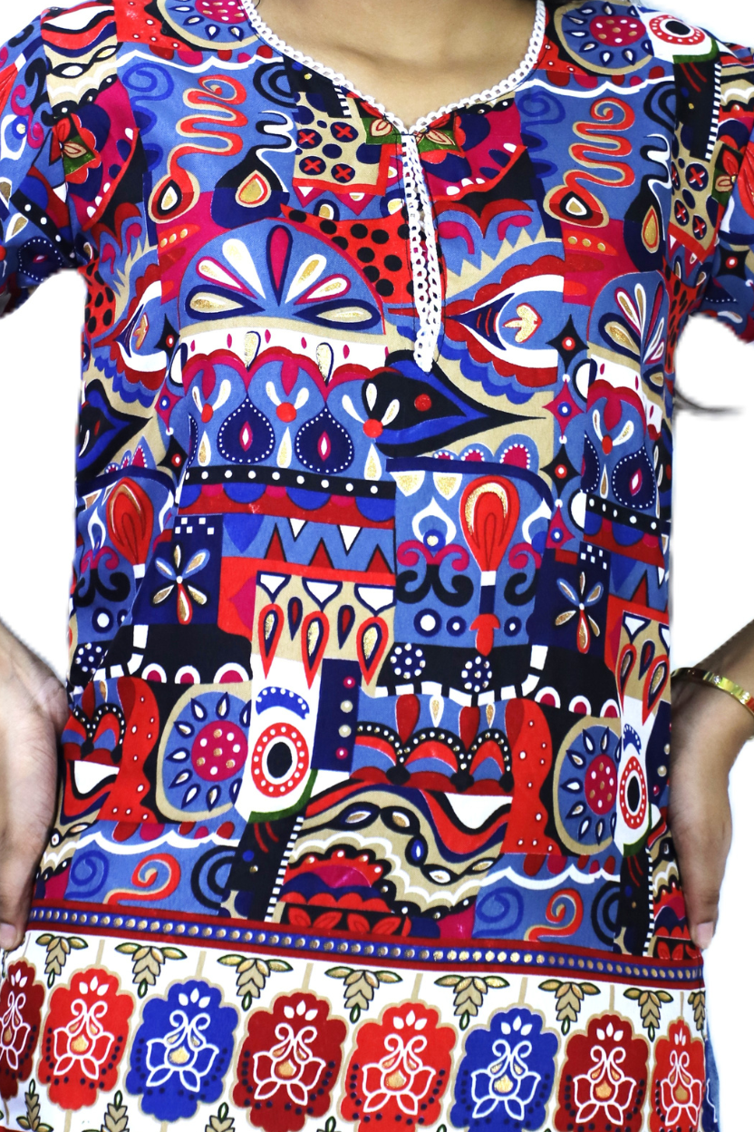 Rayon Multi-Color Printed Kurti | Stylish & Comfortable Daily Wear