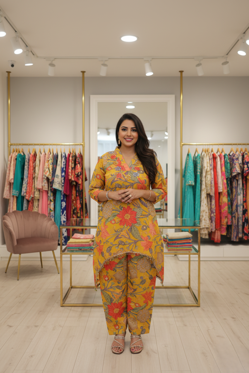 Mustard Roman Silk Co-ord Set