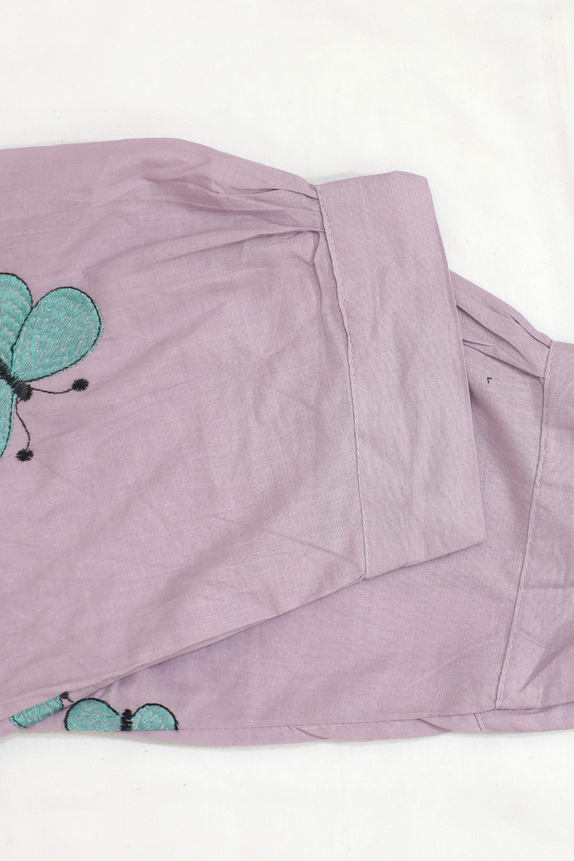 Roman Silk Purple Gown with Thread Work