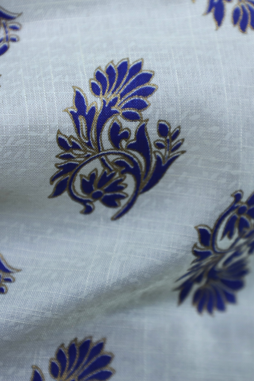 Cotton White Kurti with Blue Print | Everyday Comfortable Wear